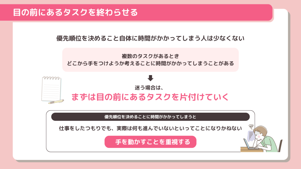 目の前にあるタスクを終わらせる