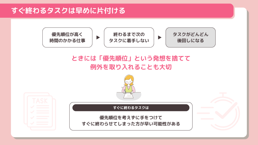 すぐ終わるタスクは早めに片付ける